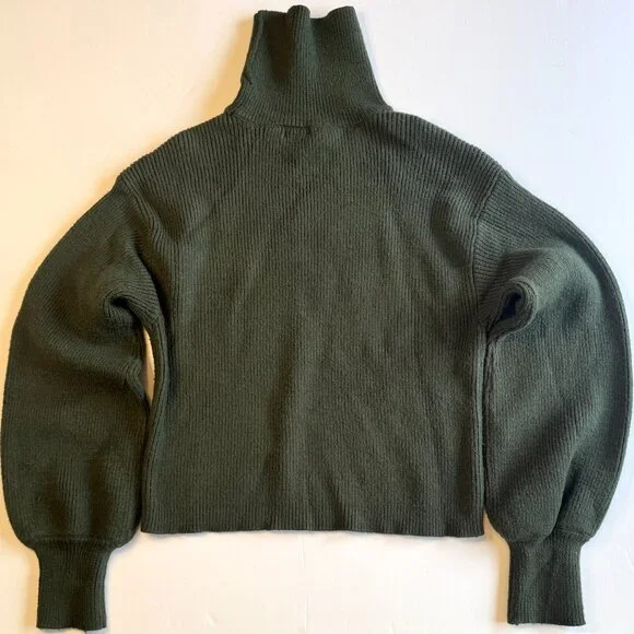 Francesca's Mi Ami Avery Balloon Sleeve Turtleneck Sweater - Olive Green, Large - Picture 6 of 12